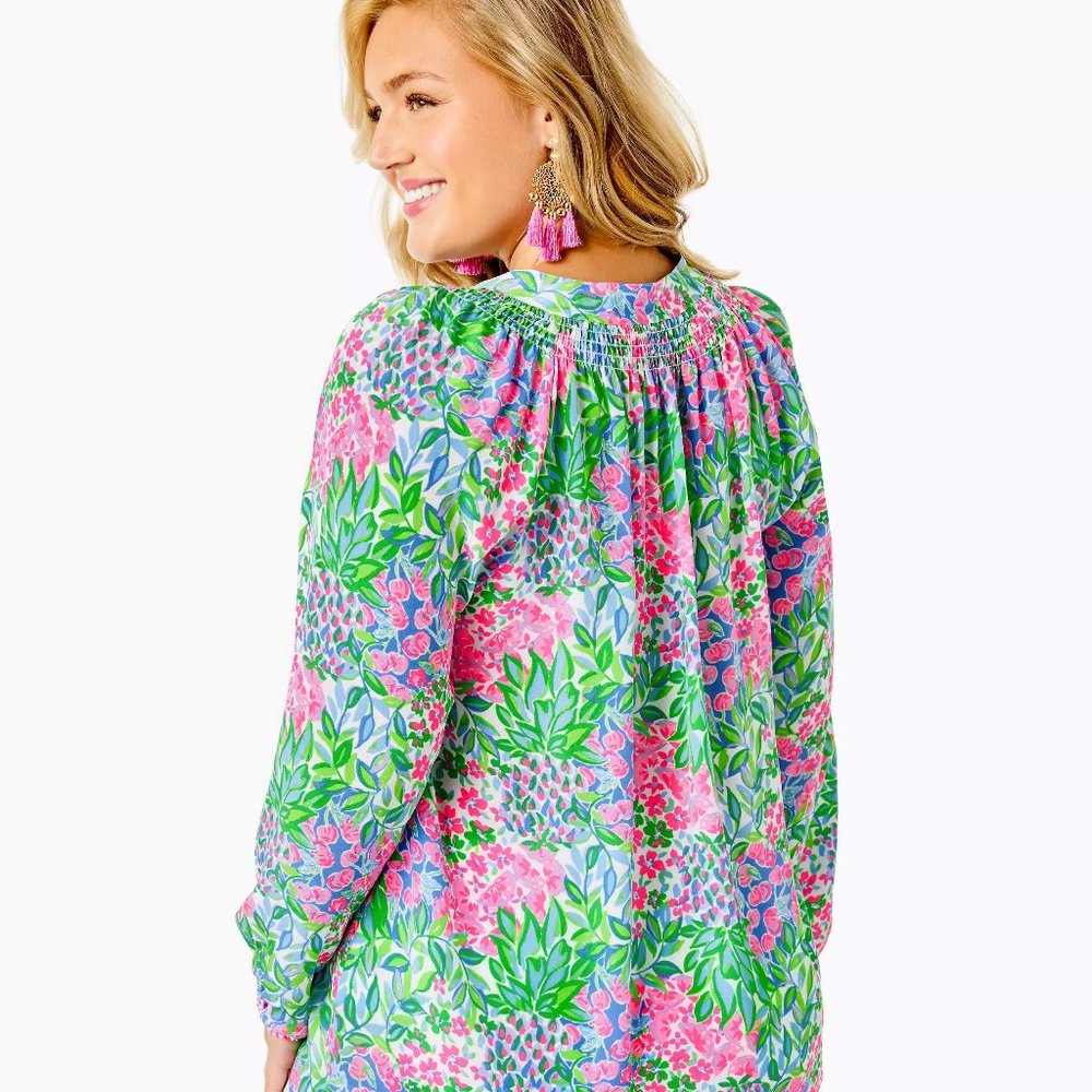 Lilly Pulitzer $178 Elsa Silk Top, Multi A Cherry On Top, Sz L, NWT - Picture 9 of 9
